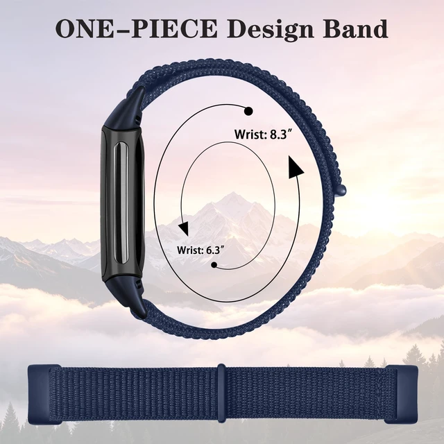 Alt view image 5 of 7 - 5 Pack Sport Loop Nylon Compatible with Fitbit Charge 6/Fitbit Charge 5 Bands, Soft Nylon Breathable Washable Replacement Wristband for Charge 6/Charge 5 Men Woman