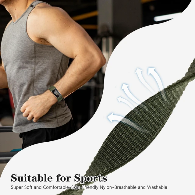 Alt view image 4 of 7 - 5 Pack Sport Loop Nylon Compatible with Fitbit Charge 6/Fitbit Charge 5 Bands, Soft Nylon Breathable Washable Replacement Wristband for Charge 6/Charge 5 Men Woman