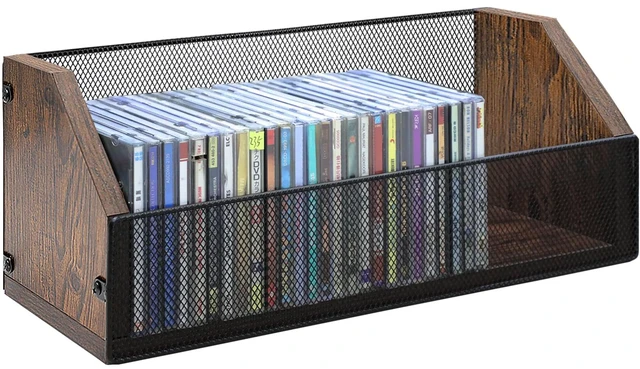 Main image of CD Storage Rack Holds 38 Full/76 Slim CDs Desktop/Closet CD/DVD Rack, Space-saving, Holds Game Cases/Papers/Cards, Sturdy Metal, Compact