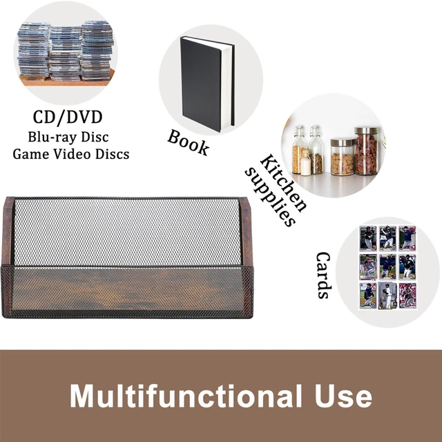 Alt view image 4 of 7 - CD Storage Rack Holds 38 Full/76 Slim CDs Desktop/Closet CD/DVD Rack, Space-saving, Holds Game Cases/Papers/Cards, Sturdy Metal, Compact