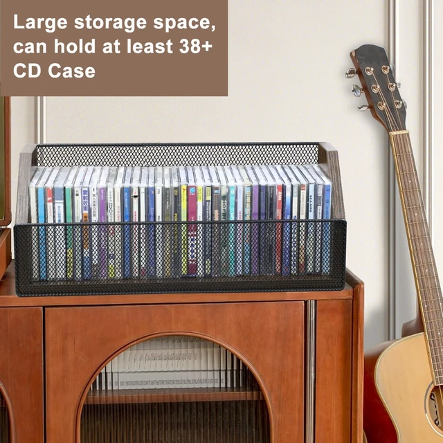 Alt view image 5 of 7 - CD Storage Rack Holds 38 Full/76 Slim CDs Desktop/Closet CD/DVD Rack, Space-saving, Holds Game Cases/Papers/Cards, Sturdy Metal, Compact
