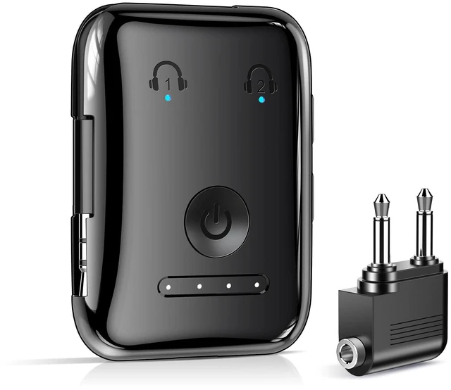 Main image of Premium Bluetooth 5.4 Airplane Audio Adapter, 30Hrs Playtime, aptX Adaptive & HD Audio Transmitter for AirPods/Bose, Supports 2 Headphones for Travel Flight & TV