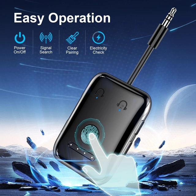 Alt view image 5 of 7 - Premium Bluetooth 5.4 Airplane Audio Adapter, 30Hrs Playtime, aptX Adaptive & HD Audio Transmitter for AirPods/Bose, Supports 2 Headphones for Travel Flight & TV