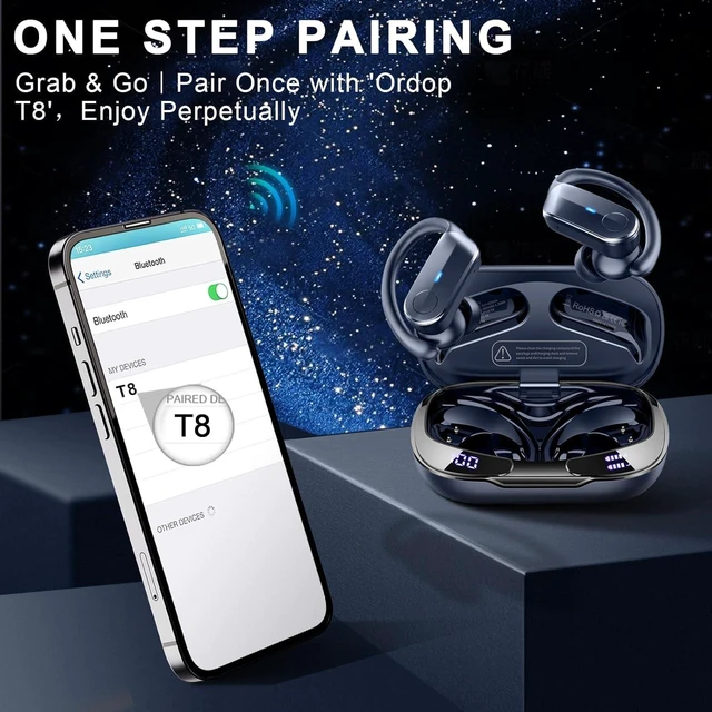 Alt view image 7 of 7 - Wireless Earbuds, Sports Bluetooth 5.4 Headphones IPX8 Waterproof, 70H Over Ear Buds with Deep Bass Sound,4 ENC Noise Cancelling Mics, USB-C Fast Charging Earphones with Earhooks for Workout/Running