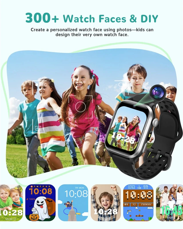 Alt view image 7 of 7 - Kids Smart Watch No APP, 1.52" Smart Watch for Kids with Camera,Puzzle Games,Heart Rate, Sleep Monitor,Music Player,Pedometer,Fitness Trackers Smartwatch for Girls Boys Teens 3-12(Black)