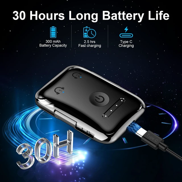 Alt view image 6 of 7 - Premium Bluetooth 5.4 Airplane Audio Adapter, 30Hrs Playtime, aptX Adaptive & HD Audio Transmitter for AirPods/Bose, Supports 2 Headphones for Travel Flight & TV