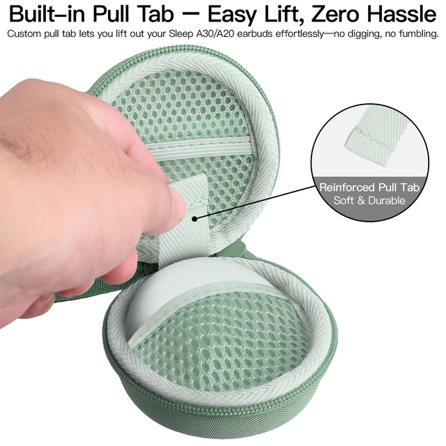 Alt view image 2 of 7 - Hard Case for Anker Soundcore Sleep A30/A20 Earbuds,Mint Green EVA Hard Shell, Mesh Pocket Accessory Storage, Impact Resistant Protection, Travel-Ready Portable, Protective Case Only