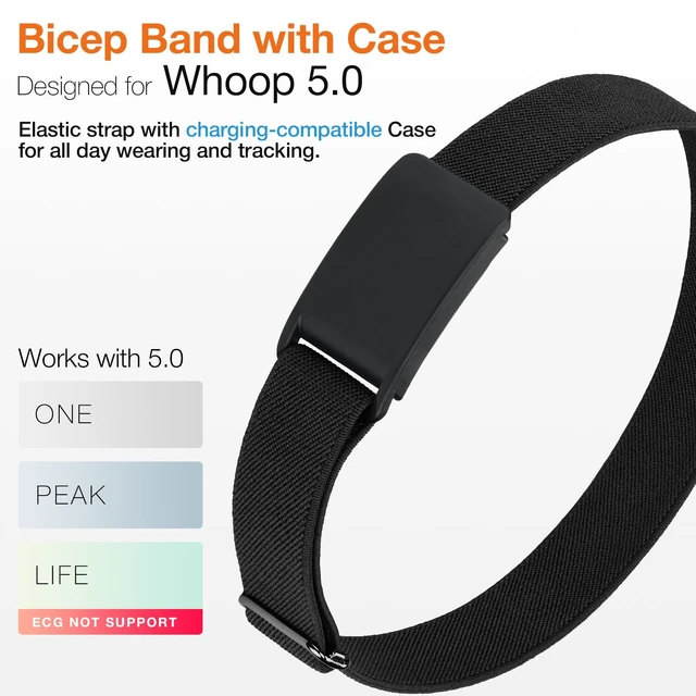 Alt view image 2 of 7 - Stretchy Nylon Arm Band Soft Breathable Elastic Adjustable Bicep Band with Case Compatible with Whoop 5.0