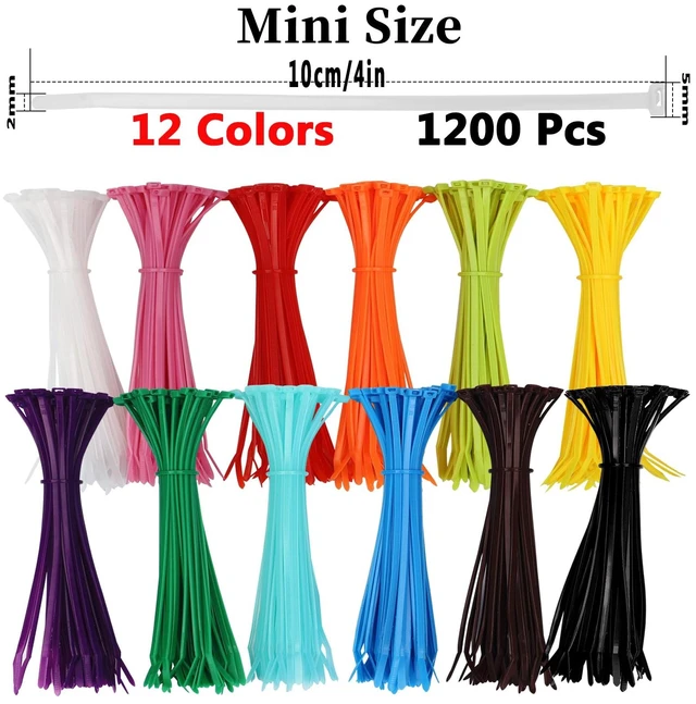 Alt view image 2 of 7 - 1200 Pieces Zip Ties, 4 Inch Multi-Purpose Assorted Colored Self-Locking Nylon Cable Zip Ties in 12 Different Colour for Home Office Garden Garage and Workshop,Chicken Leg Bands