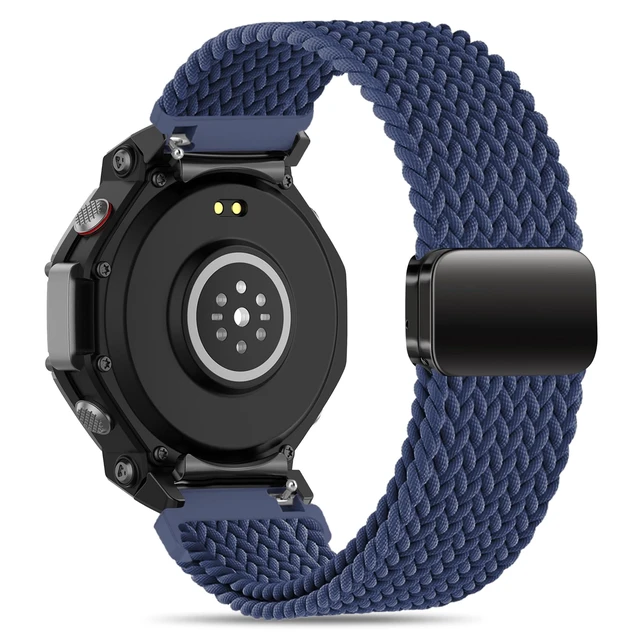 Alt view image 2 of 7 - Elastic Woven Band Compatible with Amazfit T-Rex 3, Metal Magnetic Buckle Sports Replacement Strap Compatible with Amazfit T-Rex 3