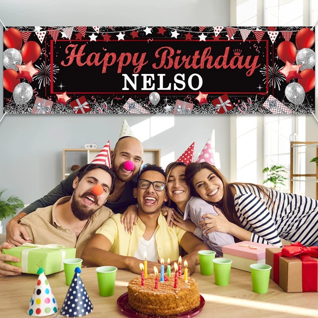 Alt view image 5 of 7 - Personalized Birthday Banner Happy Birthday Party Decorations Custom DIY Black Red Birthday Party Backdrop with Name Alphabet Letter Sticker Happy Birthday Sign Party Supplies for Men Women