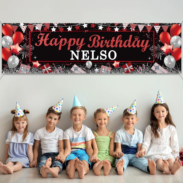 Alt view image 4 of 7 - Personalized Birthday Banner Happy Birthday Party Decorations Custom DIY Black Red Birthday Party Backdrop with Name Alphabet Letter Sticker Happy Birthday Sign Party Supplies for Men Women
