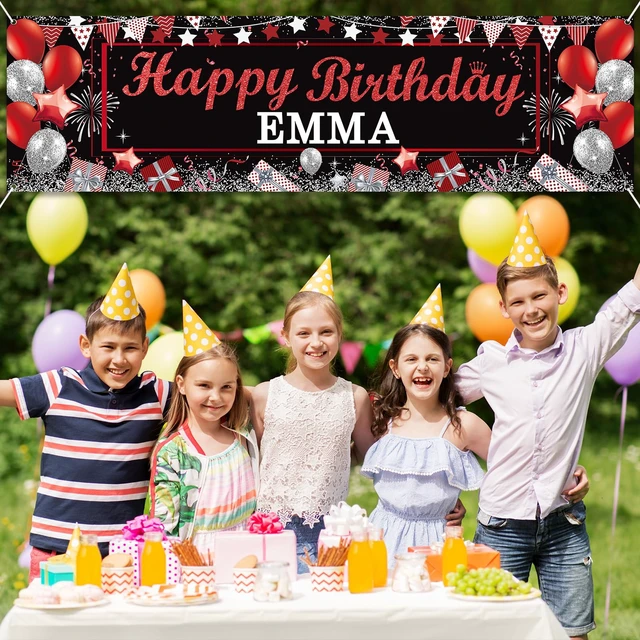 Alt view image 6 of 7 - Personalized Birthday Banner Happy Birthday Party Decorations Custom DIY Black Red Birthday Party Backdrop with Name Alphabet Letter Sticker Happy Birthday Sign Party Supplies for Men Women