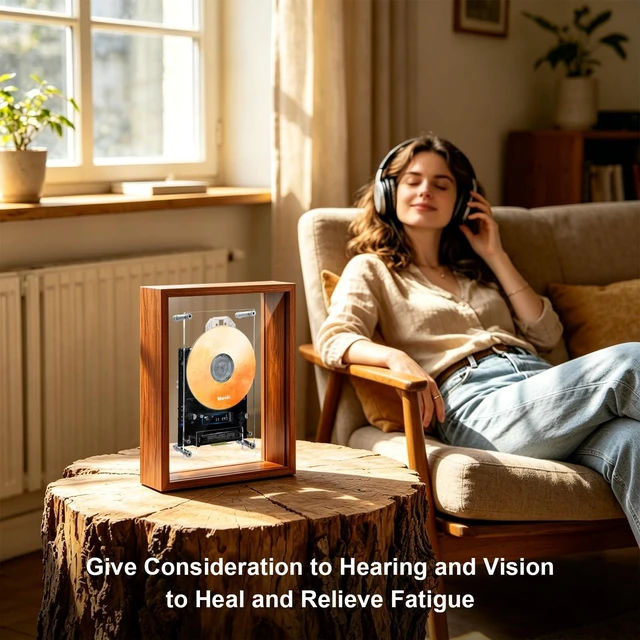 Alt view image 2 of 7 - Retro Music Photo Frame CD Player, WallMount & Desktop 2Way Installation, Requires External Speakers, Digital Screen with Remote Control, Excludes Discs, Perfect Holiday Present