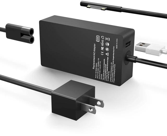 Main image of 65W Surface Pro Charger for Microsoft Surface Pro 9, 8, 7+, 7, 6, 5, 4, 3, X, Windows Surface Laptop 1, 2, 3, 4, 5, Surface Go Tablet, Surface Book 3, 2, 1, Support 44W, 36W Power Cord