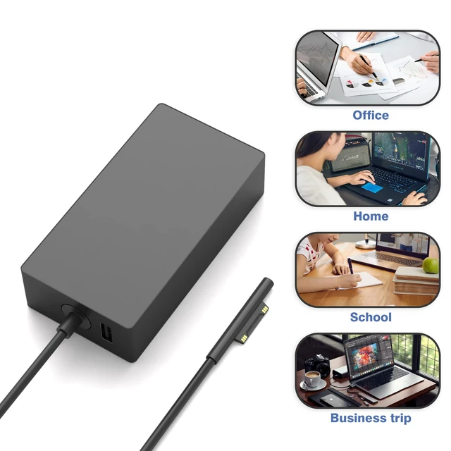 Alt view image 7 of 7 - 65W Surface Pro Charger for Microsoft Surface Pro 9, 8, 7+, 7, 6, 5, 4, 3, X, Windows Surface Laptop 1, 2, 3, 4, 5, Surface Go Tablet, Surface Book 3, 2, 1, Support 44W, 36W Power Cord