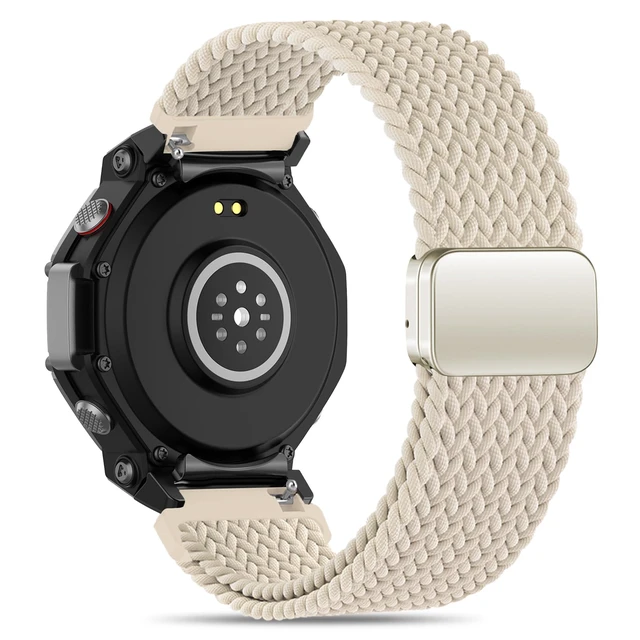Alt view image 2 of 7 - Elastic Woven Band Compatible with Amazfit T-Rex 3, Metal Magnetic Buckle Sports Replacement Strap Compatible with Amazfit T-Rex 3