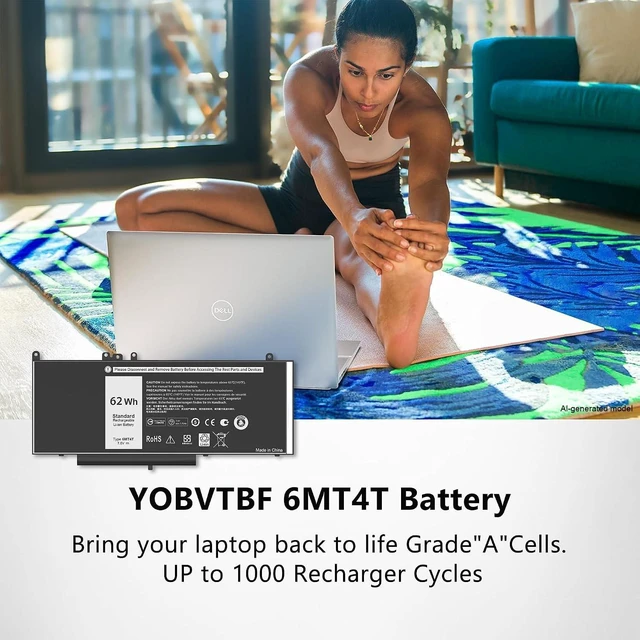 Alt view image 7 of 7 - 6MT4T Battery E5470 E5570 Battery Compatible with Dell Latitude14 5470 E5470 15 5570 E5570 Precision 15 3510 M3510 Series 7V69Y TXF9M 79VRK 07V69Y 0HK6DV 079VRK 0TXF9M 7.6V 62WH