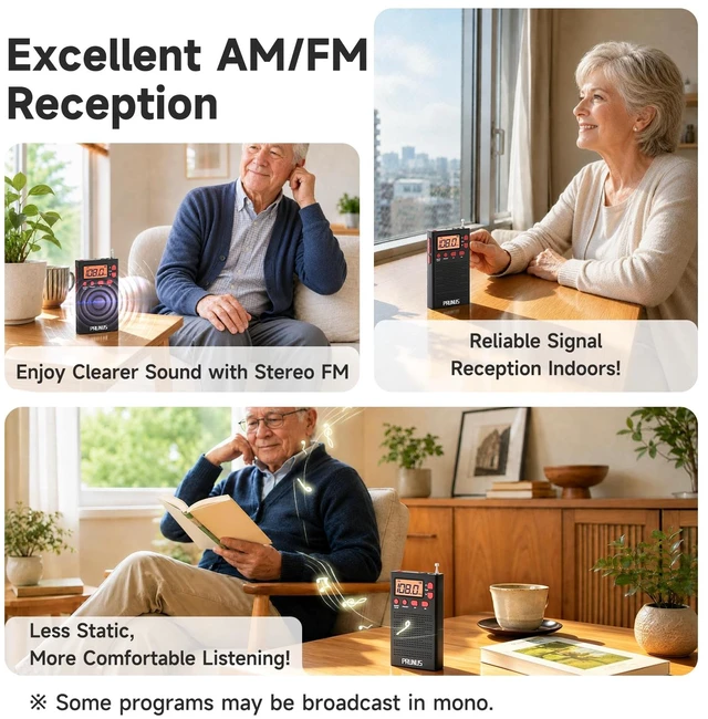 Alt view image 5 of 7 - J-125 Pocket AM FM Radio Portable Mini Radio with Stereo Earphone Battery Operated Radio by 2 AAA, Manual Preset, Lock Key, Walk man Radios Digital Radio for Hiking, Travel