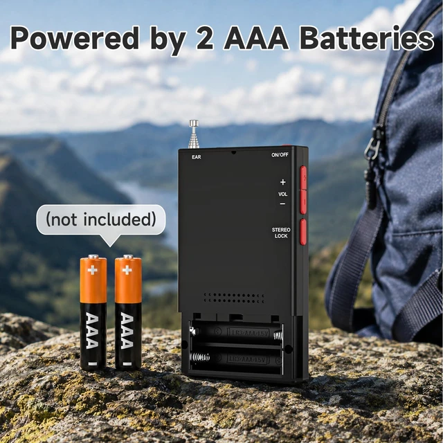 Alt view image 7 of 7 - J-125 Pocket AM FM Radio Portable Mini Radio with Stereo Earphone Battery Operated Radio by 2 AAA, Manual Preset, Lock Key, Walk man Radios Digital Radio for Hiking, Travel