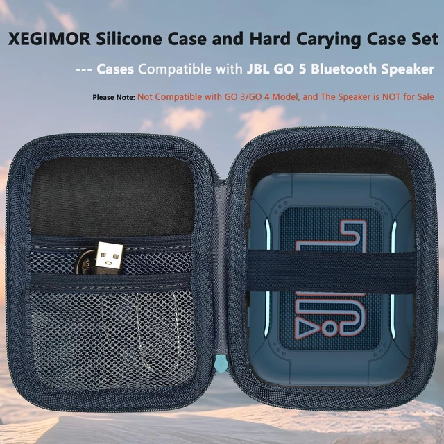 Alt view image 2 of 7 - Silicone Cover and Hard Carrying Case for JBL Go 5 Bluetooth Speaker Protective Cases for Go 5 Speaker Accessories, Scratch-Resistant and Drop-Proof Cover (Blue)