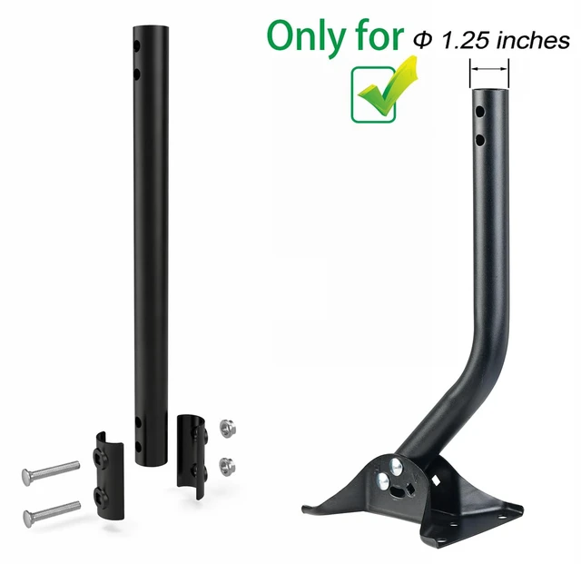 Alt view image 5 of 6 - Extension Pole for Diameter 1.25" J Pole Mount, 1.25 x 16.5, Black Steel Tube Adds 16.5 in to 1.25 in Masts, Corrosion-Resistant Finish and Connection Hardware Included