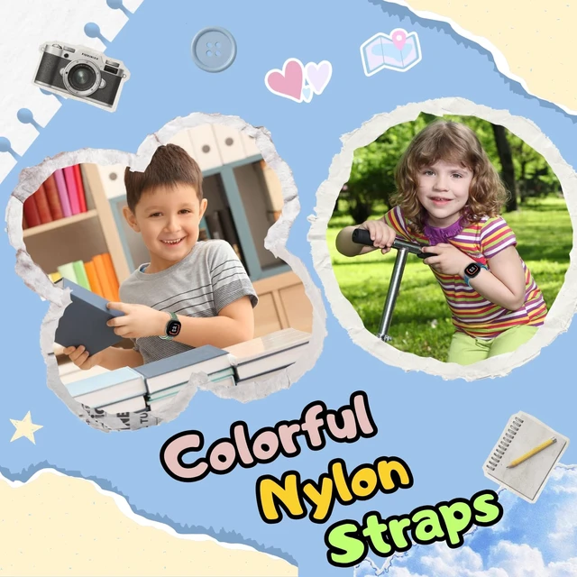 Alt view image 7 of 7 - Nylon Bands Compatible with Google Fitbit Ace LTE (2024) Breathable Hook & Loop Sport Replacement Straps, Soft Adjustable Colorful Wristband