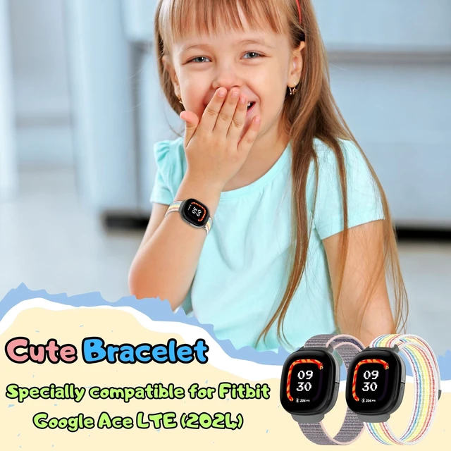 Alt view image 2 of 7 - Nylon Bands Compatible with Google Fitbit Ace LTE (2024) Breathable Hook & Loop Sport Replacement Straps, Soft Adjustable Colorful Wristband