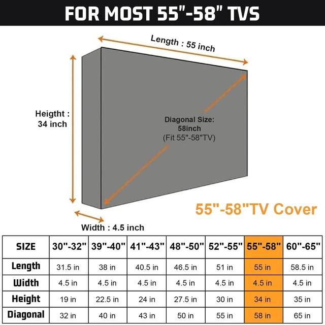 Alt view image 2 of 5 - Outdoor TV Cover 55-58 Inch with Clear Scratch Resistant Front Flap + Bottom Cover, 600D Weatherproof & Waterproof TV Screen Protector, Fits Most TV Mounts Stands with Remote Controller Pocket