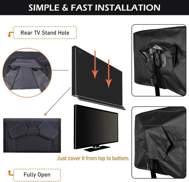 Alt view image 3 of 5 - Outdoor TV Cover 30-32 Inch with Clear Scratch Resistant Front Flap + Bottom Cover, 600D Weatherproof & Waterproof TV Screen Protector, Fits Most TV Mounts Stands with Remote Controller Pocket