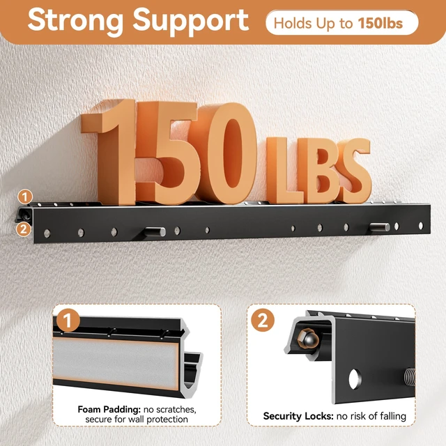 Alt view image 4 of 7 - Studless Drywall TV Wall Mount, No Stud No Drill TV Bracket Hanger Fits 32-75 Inch TVs, Max Vesa 600x400mm up to 150lbs, Low Profile, Tilts 5°, Easy Install, Includes All Hardware & Level
