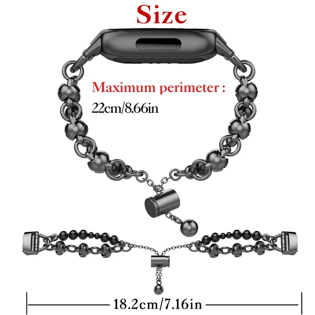 Alt view image 7 of 7 - Beaded Bracelet Compatible with Fitbit Inspire 3 Band/Inspire 2 Band, Fashion Handmade Dressy Jewelry Strap Replacement for Fitbit Inspire 3 Bands for Women Men