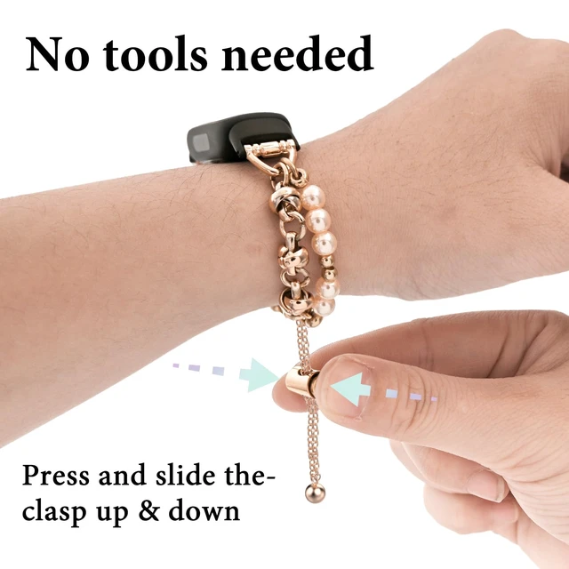 Alt view image 2 of 7 - Beaded Bracelet Compatible with Fitbit Inspire 3 Band/Inspire 2 Band, Fashion Handmade Dressy Jewelry Strap Replacement for Fitbit Inspire 3 Bands for Women Men