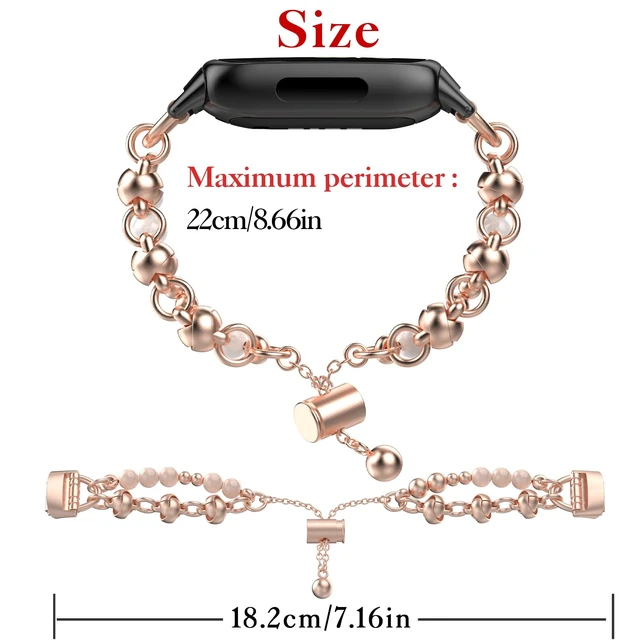 Alt view image 7 of 7 - Beaded Bracelet Compatible with Fitbit Inspire 3 Band/Inspire 2 Band, Fashion Handmade Dressy Jewelry Strap Replacement for Fitbit Inspire 3 Bands for Women Men