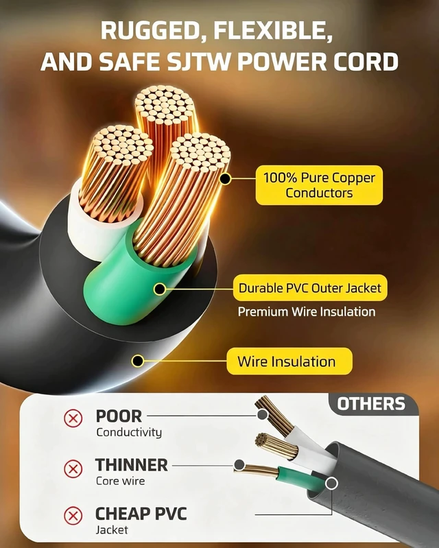 Alt view image 5 of 7 - Retractable Extension Cord Reel with 25 FT Power Cord,Hand Wind,16/3 AWG, 4 Grounded Outlets,13 Amp Circuit Breaker,UL Listed Yellow CR-031