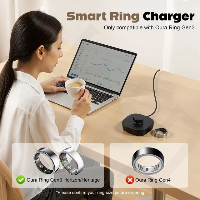 Alt view image 3 of 7 - Compatible with Ring Gen 3 Size 10 Charger, Upgraded Safety Mechanism and USB-C Cable Charger One-Step ChargingDock for Smart Ring (Size 10)