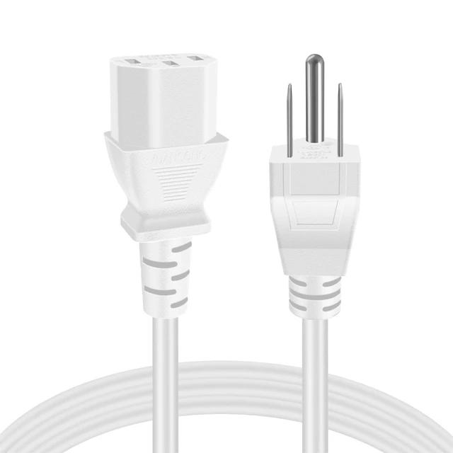 Alt view image 5 of 6 - 6FT PC Power Cord, 3 Prong 10A 125V NEMA 5-15P to IEC C13, White 18 Awg Replacement Cable for Pcs, Monitors, Tvs, Printers, Ps3 and Other Devices with An Iec C13 Power Inlet