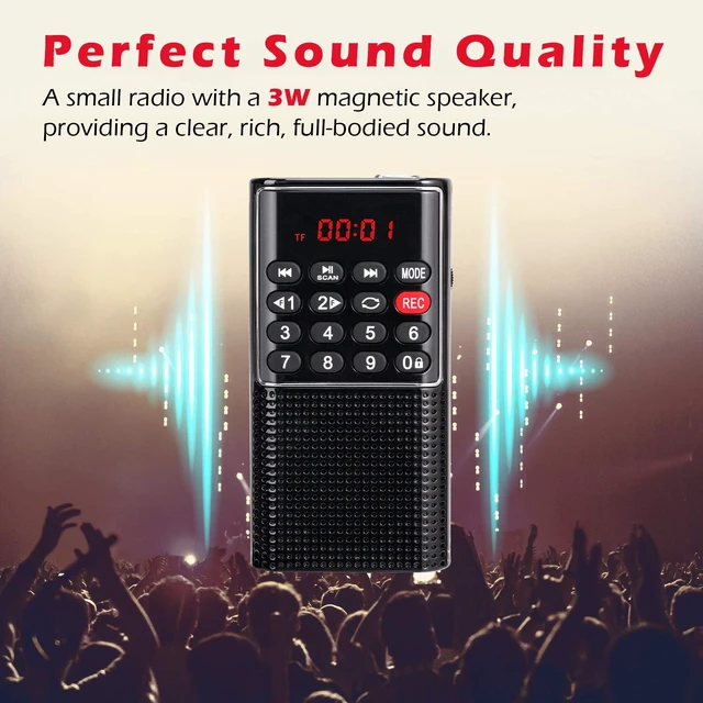Alt view image 3 of 6 - J328 Mini Pocket FM Walkman Radio Recorder, SD Card Player, Lanyard Lock Key, Rechargeable Radio Battery Operated, Portable Battery Radio (NO AM)