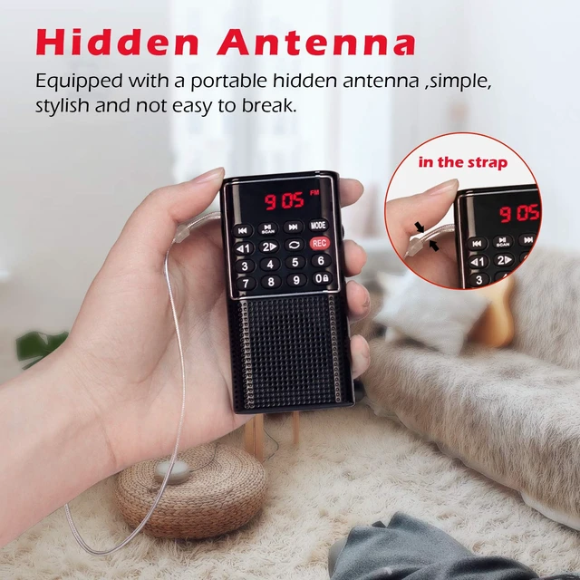 Alt view image 6 of 6 - J328 Mini Pocket FM Walkman Radio Recorder, SD Card Player, Lanyard Lock Key, Rechargeable Radio Battery Operated, Portable Battery Radio (NO AM)