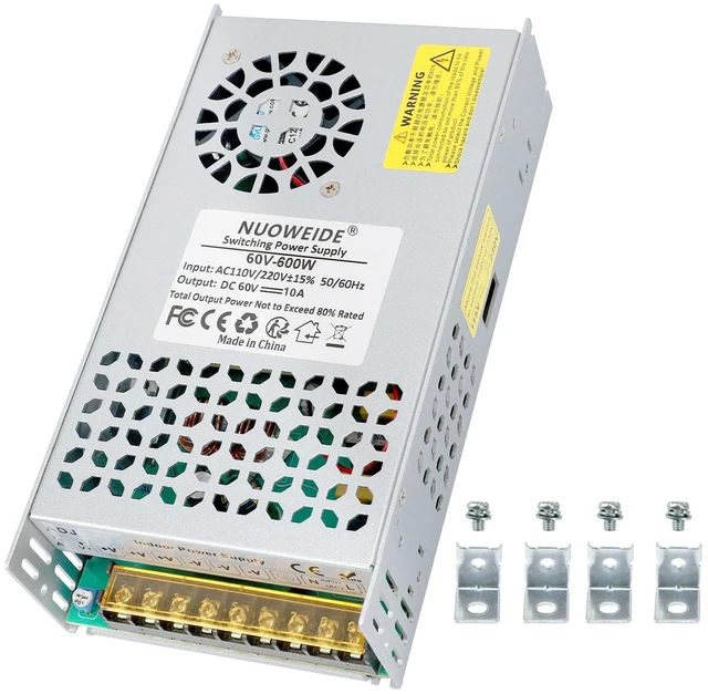 Main image of DC 60V 10A 600W Power Supply 110V AC to DC 60V Converter 10A 600W Switch Power Supply Transformer for 60Volt Drive Sensor System Lamp Meter Controller Servo Electric Motor