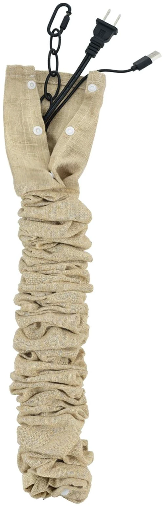 Main image of Beige Linen Fabric Cord Cover, Electrical Cord Cover and Chandelier Chain Cover, 1 Pack 70.8 in with Button Snap Closure