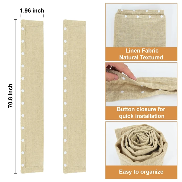 Alt view image 7 of 7 - Beige Linen Fabric Cord Cover, Electrical Cord Cover and Chandelier Chain Cover, 1 Pack 70.8 in with Button Snap Closure