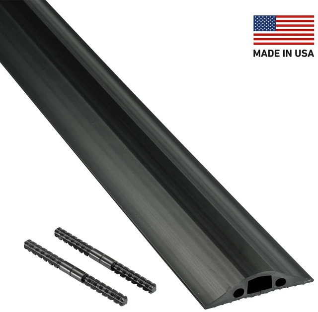 Alt view image 2 of 6 - 30ft Floor Cord Cover, Made in USA Linkable Cable Protector, Hide Extension Cords, Protect Cords, Prevent Cable Trips, Cord Hider, Heavy Duty - Cord Cavity = 0.56" (W) x 0.35" (H) - Black
