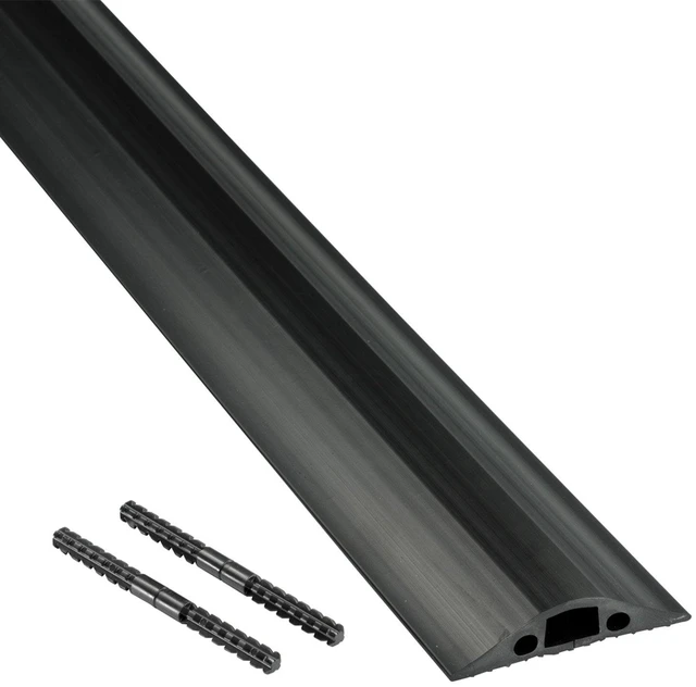 Main image of 30ft Floor Cord Cover, Made in USA Linkable Cable Protector, Hide Extension Cords, Protect Cords, Prevent Cable Trips, Cord Hider, Heavy Duty - Cord Cavity = 0.56" (W) x 0.35" (H) - Black