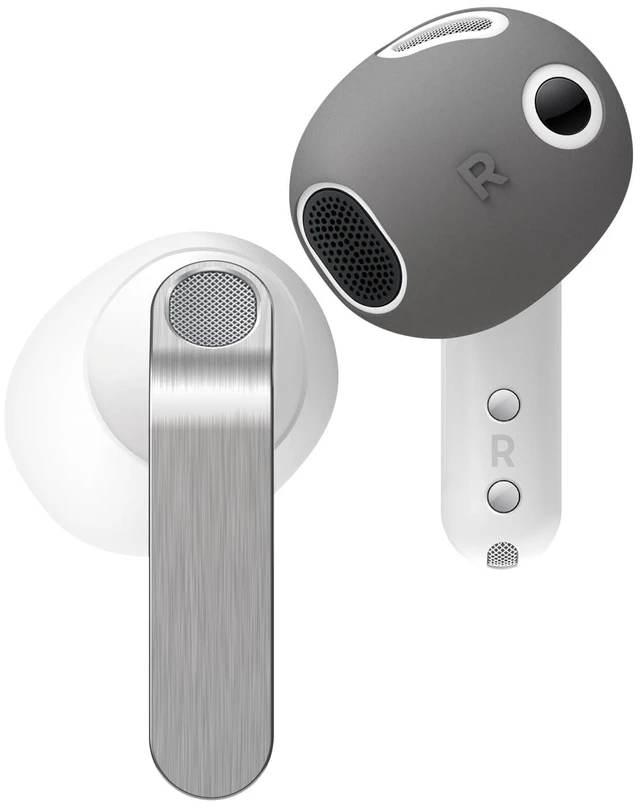 Main image of 2 Pairs Ear Tips Cover for Galaxy Buds 4 Anti Slip Silicone Cover, Anti Scratches, Fit in The Case, Installation Guide (1 Pair of Each) (Dark Grey & White)
