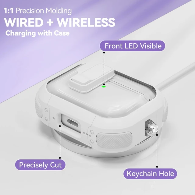 Alt view image 7 of 7 - for AirPods Pro 3 Case Clear with Safety Lock, Anti-Yellowing Case with Cleaner & Keychain Compatible with Apple AirPods Pro 3rd Generation 2025 for Women Girly, Shock Protection,White