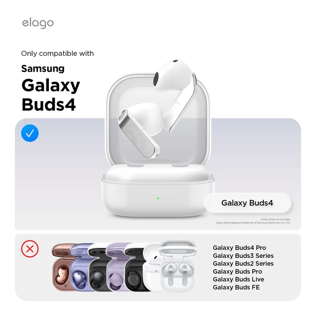 Alt view image 2 of 7 - 2 Pairs Ear Tips Cover for Galaxy Buds 4 Anti Slip Silicone Cover, Anti Scratches, Fit in The Case, Installation Guide (1 Pair of Each) (Dark Grey & White)