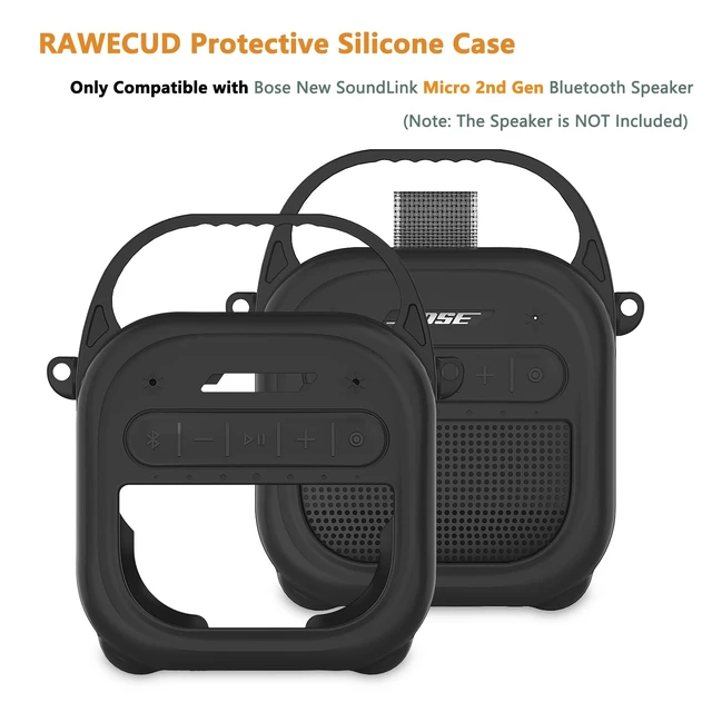 Alt view image 3 of 7 - Silicone Cover Case for Bose SoundLink Micro 2 Bluetooth Speaker, Black Protective Case with Handle, Accessories for Micro 2 Speaker Silicone Cover, Metal Carabiner, Custom-Design Cover Case