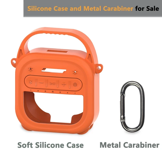Alt view image 2 of 7 - Silicone Cover Case for Bose SoundLink Micro 2 Bluetooth Speaker, Orange Protective Case with Handle, Accessories for Micro 2 Speaker Silicone Cover, Metal Carabiner, Custom-Design Cover Case