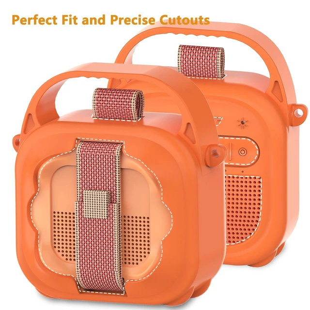 Alt view image 5 of 7 - Silicone Cover Case for Bose SoundLink Micro 2 Bluetooth Speaker, Orange Protective Case with Handle, Accessories for Micro 2 Speaker Silicone Cover, Metal Carabiner, Custom-Design Cover Case